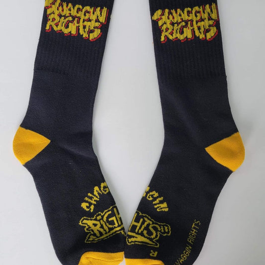 SWAGGIN RIGHTS CREW SOCKS (BLACK & YELLOW)